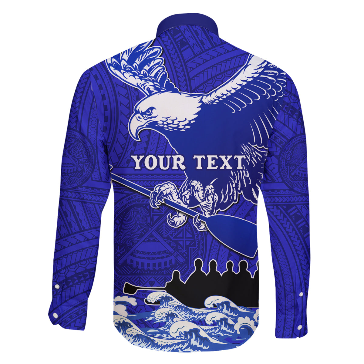 Personalised American Samoa Fautasi Race Family Matching Tank Maxi Dress and Hawaiian Shirt Eagle With Polynesian Pattern - Wonder Print Shop