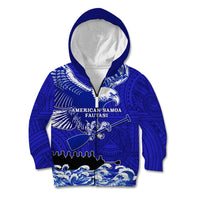 Personalised American Samoa Fautasi Race Kid Hoodie Eagle With Polynesian Pattern - Wonder Print Shop