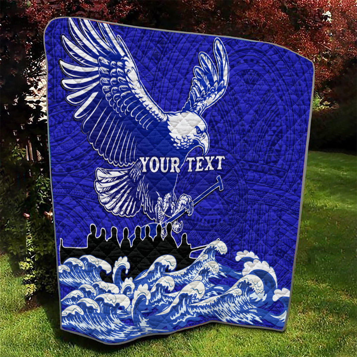 Personalised American Samoa Fautasi Race Quilt Eagle With Polynesian Pattern - Wonder Print Shop