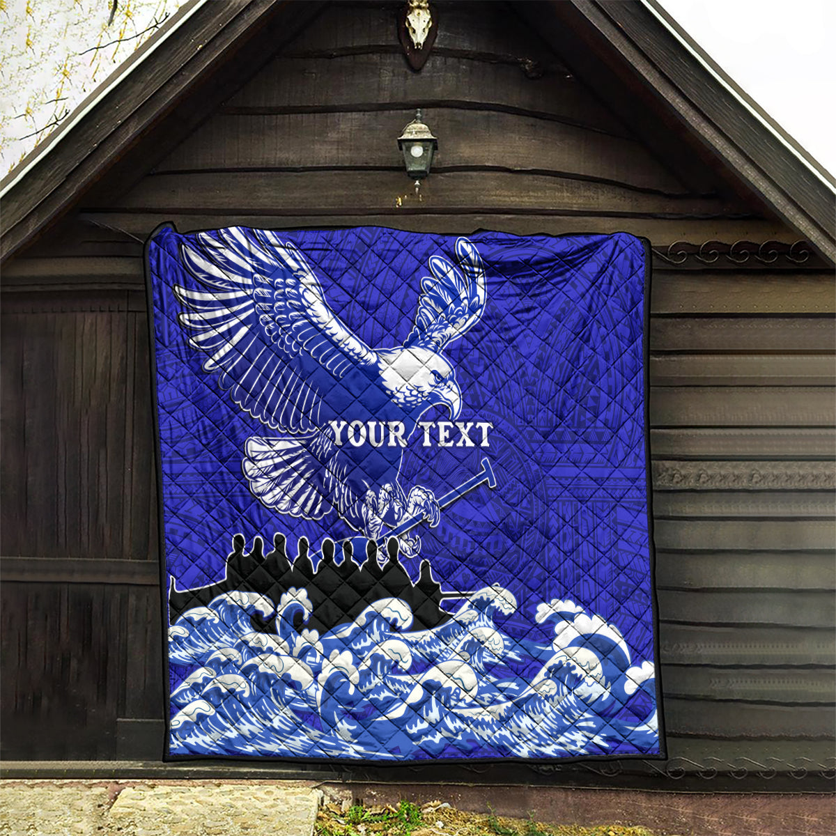 Personalised American Samoa Fautasi Race Quilt Eagle With Polynesian Pattern - Wonder Print Shop