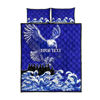 Personalised American Samoa Fautasi Race Quilt Bed Set Eagle With Polynesian Pattern - Wonder Print Shop
