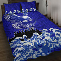 Personalised American Samoa Fautasi Race Quilt Bed Set Eagle With Polynesian Pattern - Wonder Print Shop