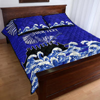 Personalised American Samoa Fautasi Race Quilt Bed Set Eagle With Polynesian Pattern - Wonder Print Shop
