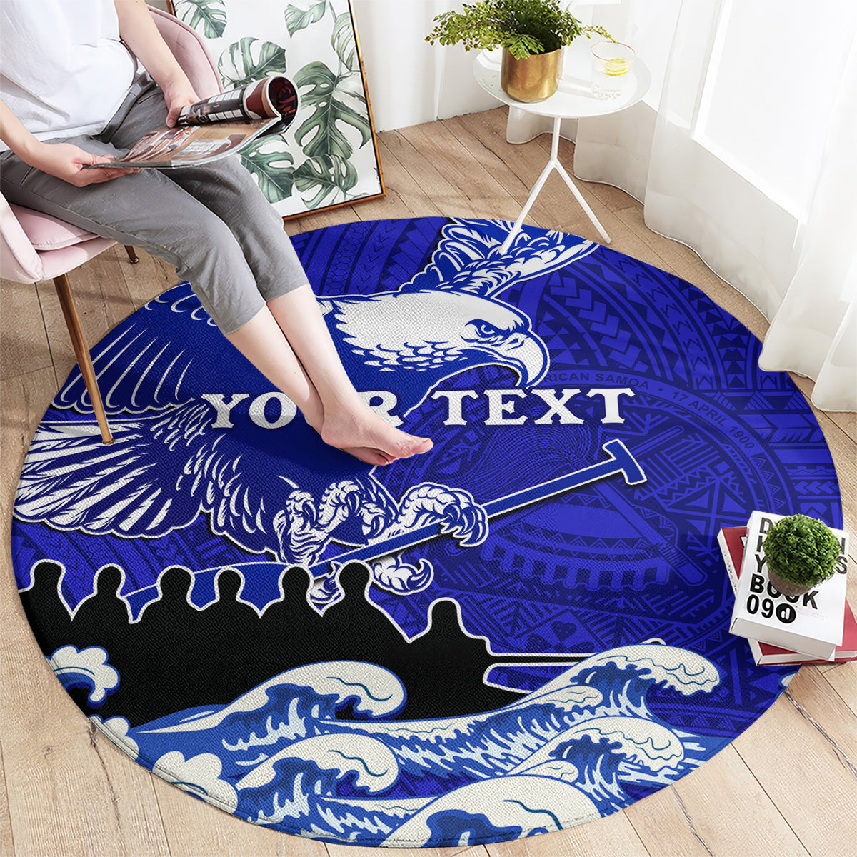 personalised-american-samoa-fautasi-race-round-carpet-eagle-with-polynesian-pattern