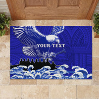 Personalised American Samoa Fautasi Race Rubber Doormat Eagle With Polynesian Pattern - Wonder Print Shop