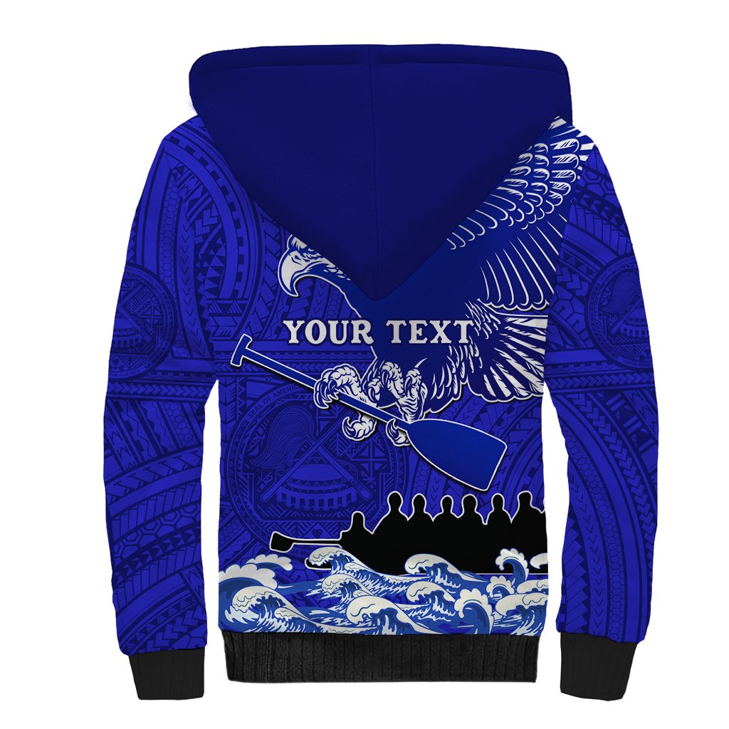 Personalised American Samoa Fautasi Race Sherpa Hoodie Eagle With Polynesian Pattern - Wonder Print Shop
