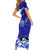 Personalised American Samoa Fautasi Race Short Sleeve Bodycon Dress Eagle With Polynesian Pattern - Wonder Print Shop