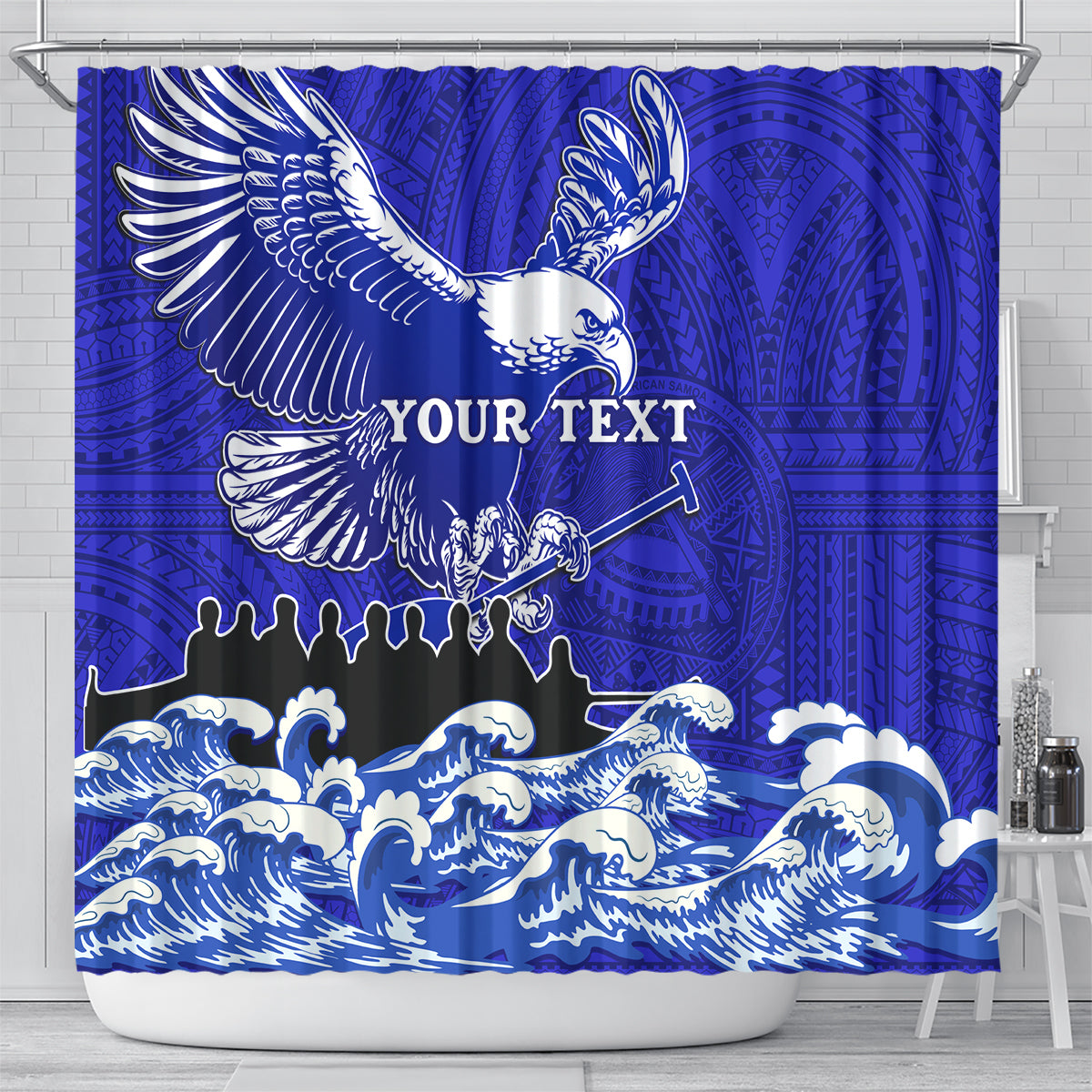 personalised-american-samoa-fautasi-race-shower-curtain-eagle-with-polynesian-pattern