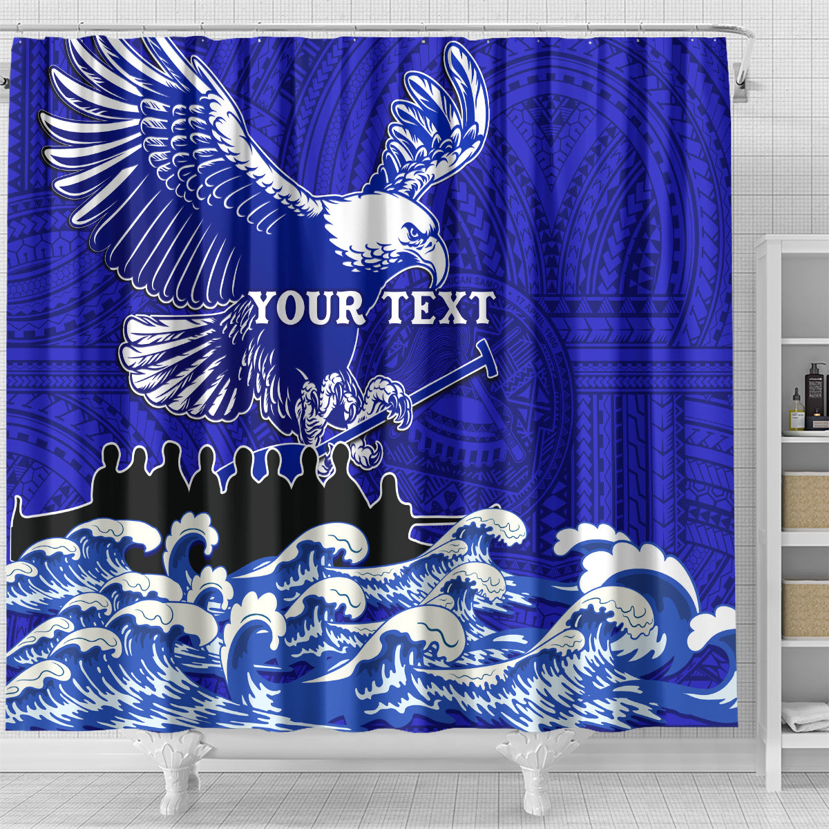 personalised-american-samoa-fautasi-race-shower-curtain-eagle-with-polynesian-pattern