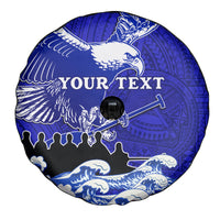 Personalised American Samoa Fautasi Race Spare Tire Cover Eagle With Polynesian Pattern - Wonder Print Shop