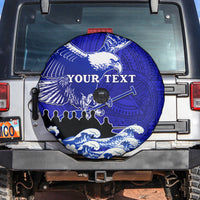 Personalised American Samoa Fautasi Race Spare Tire Cover Eagle With Polynesian Pattern - Wonder Print Shop