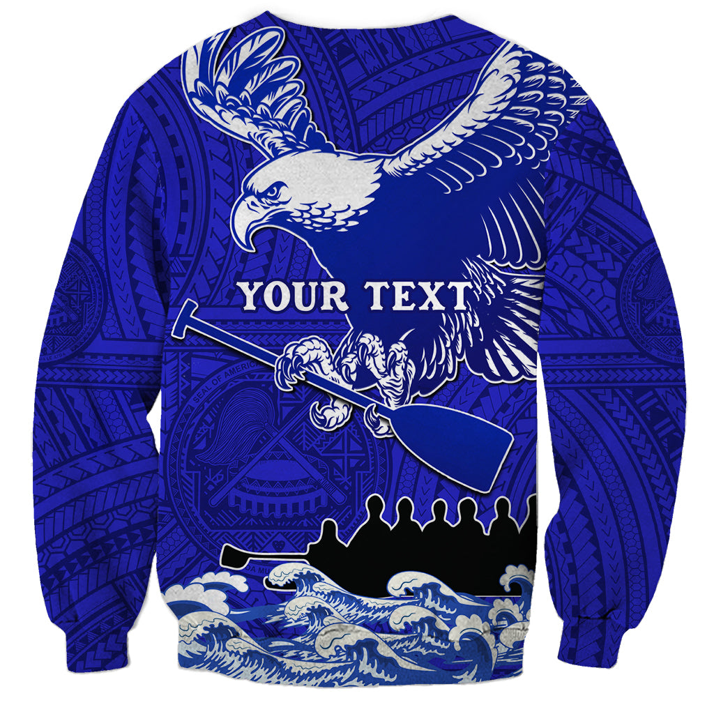 Personalised American Samoa Fautasi Race Sweatshirt Eagle With Polynesian Pattern - Wonder Print Shop