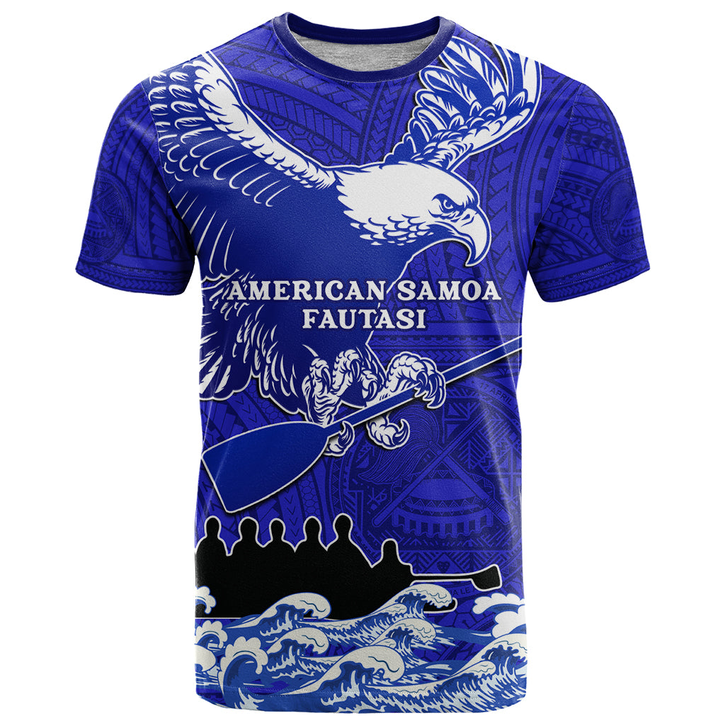 Personalised American Samoa Fautasi Race T Shirt Eagle With Polynesian Pattern - Wonder Print Shop