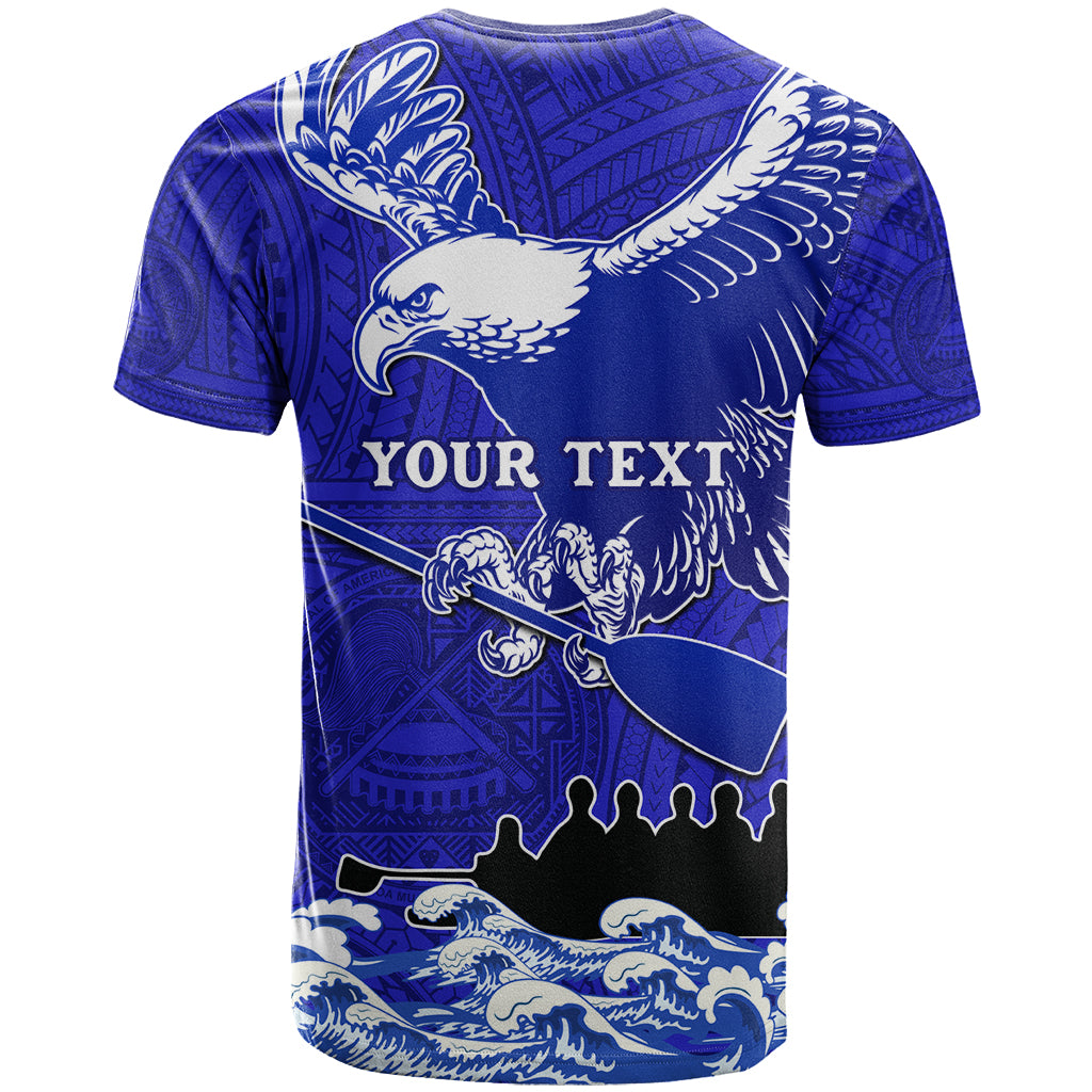 Personalised American Samoa Fautasi Race T Shirt Eagle With Polynesian Pattern - Wonder Print Shop