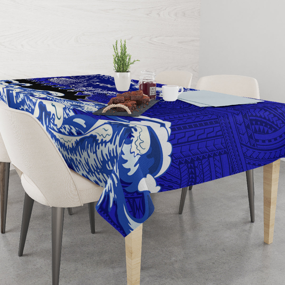 Personalised American Samoa Fautasi Race Tablecloth Eagle With Polynesian Pattern - Wonder Print Shop