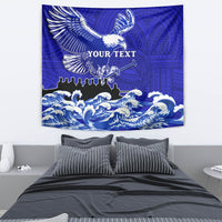 Personalised American Samoa Fautasi Race Tapestry Eagle With Polynesian Pattern - Wonder Print Shop