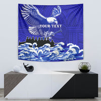 Personalised American Samoa Fautasi Race Tapestry Eagle With Polynesian Pattern - Wonder Print Shop