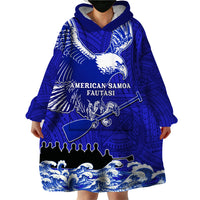 Personalised American Samoa Fautasi Race Wearable Blanket Hoodie Eagle With Polynesian Pattern - Wonder Print Shop