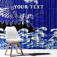 Personalised American Samoa Fautasi Race Window Curtain Eagle With Polynesian Pattern - Wonder Print Shop