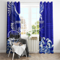 Personalised American Samoa Fautasi Race Window Curtain Eagle With Polynesian Pattern - Wonder Print Shop