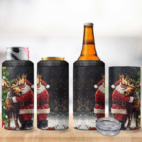 Christmas Canada 4 in 1 Can Cooler Tumbler Merry Moose-Mas Santa Hugging A Moose - Wonder Print Shop