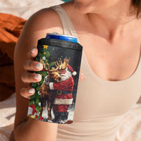 Christmas Canada 4 in 1 Can Cooler Tumbler Merry Moose-Mas Santa Hugging A Moose - Wonder Print Shop