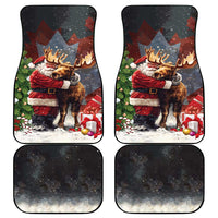 Christmas Canada Car Mats Merry Moose-Mas Santa Hugging A Moose - Wonder Print Shop