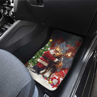 Christmas Canada Car Mats Merry Moose-Mas Santa Hugging A Moose - Wonder Print Shop