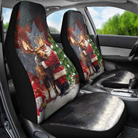 Christmas Canada Car Seat Cover Merry Moose-Mas Santa Hugging A Moose - Wonder Print Shop
