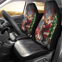 Christmas Canada Car Seat Cover Merry Moose-Mas Santa Hugging A Moose - Wonder Print Shop