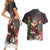 Christmas Canada Couples Matching Short Sleeve Bodycon Dress and Hawaiian Shirt Merry Moose-Mas Santa Hugging A Moose - Wonder Print Shop