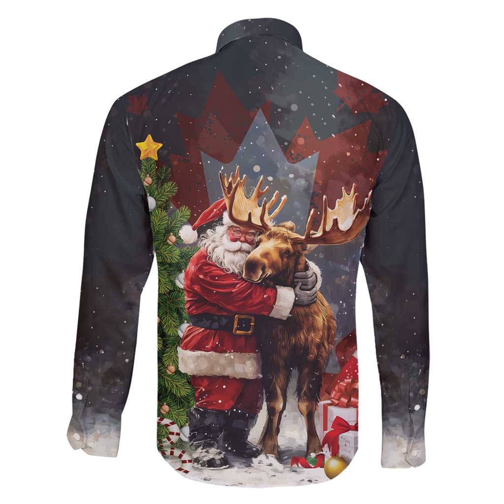 Christmas Canada Family Matching Summer Maxi Dress and Hawaiian Shirt Merry Moose-Mas Santa Hugging A Moose - Wonder Print Shop