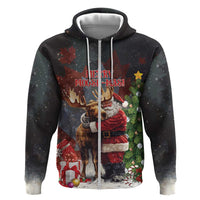 Christmas Canada Hoodie Merry Moose-Mas Santa Hugging A Moose - Wonder Print Shop
