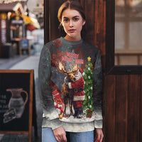 Christmas Canada Ugly Christmas Sweater Merry Moose-Mas Santa Hugging A Moose - Wonder Print Shop