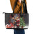 Christmas Canada Leather Tote Bag Merry Moose-Mas Santa Hugging A Moose - Wonder Print Shop