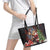Christmas Canada Leather Tote Bag Merry Moose-Mas Santa Hugging A Moose - Wonder Print Shop