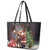 Christmas Canada Leather Tote Bag Merry Moose-Mas Santa Hugging A Moose - Wonder Print Shop