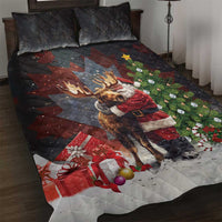 Christmas Canada Quilt Bed Set Merry Moose-Mas Santa Hugging A Moose - Wonder Print Shop