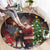 Christmas Canada Round Carpet Merry Moose-Mas Santa Hugging A Moose