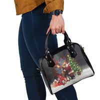Christmas Canada Shoulder Handbag Merry Moose-Mas Santa Hugging A Moose