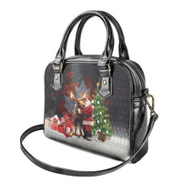 Christmas Canada Shoulder Handbag Merry Moose-Mas Santa Hugging A Moose