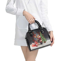 Christmas Canada Shoulder Handbag Merry Moose-Mas Santa Hugging A Moose