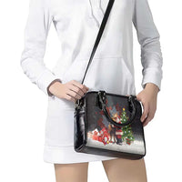 Christmas Canada Shoulder Handbag Merry Moose-Mas Santa Hugging A Moose