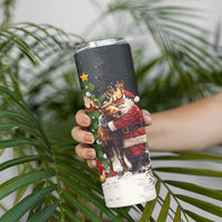 Christmas Canada Skinny Tumbler Merry Moose-Mas Santa Hugging A Moose - Wonder Print Shop