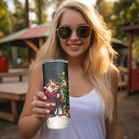 Christmas Canada Skinny Tumbler Merry Moose-Mas Santa Hugging A Moose - Wonder Print Shop