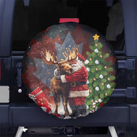 Christmas Canada Spare Tire Cover Merry Moose-Mas Santa Hugging A Moose - Wonder Print Shop