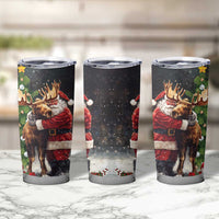 Christmas Canada Tumbler Cup Merry Moose-Mas Santa Hugging A Moose - Wonder Print Shop