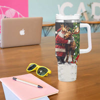 Christmas Canada Tumbler With Handle Merry Moose-Mas Santa Hugging A Moose - Wonder Print Shop