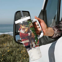 Christmas Canada Tumbler With Handle Merry Moose-Mas Santa Hugging A Moose - Wonder Print Shop