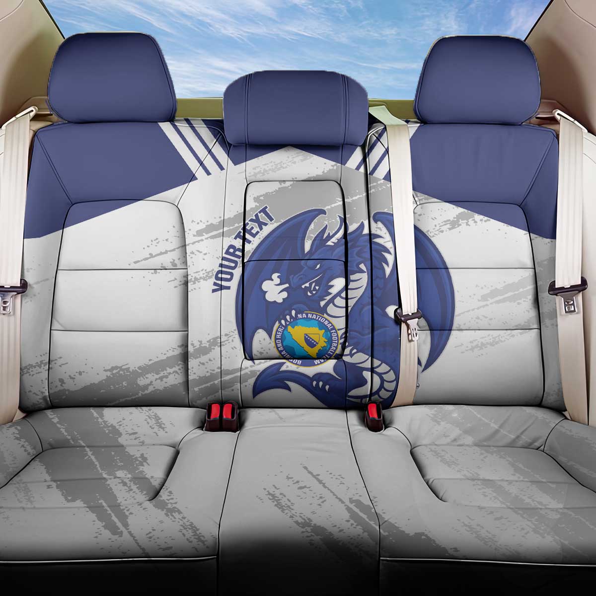 Bosnia and Herzegovina Football Custom Back Car Seat Cover Go Zmajevi Mi smo uz vas White Version - Wonder Print Shop